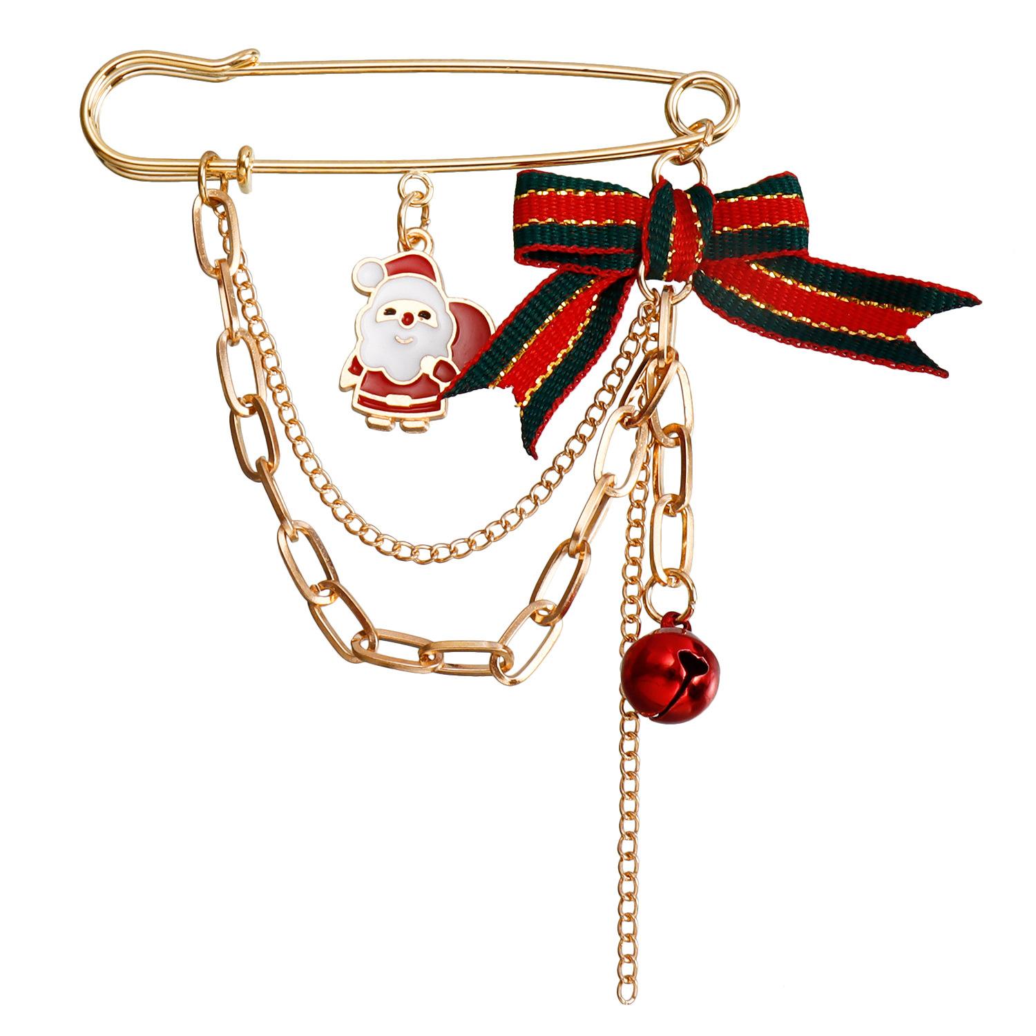 

European and American Christmas Brooch, Pin Alloy Christmas Elk Snowman Bells Brooch Clothing, Pin Accessories Women
