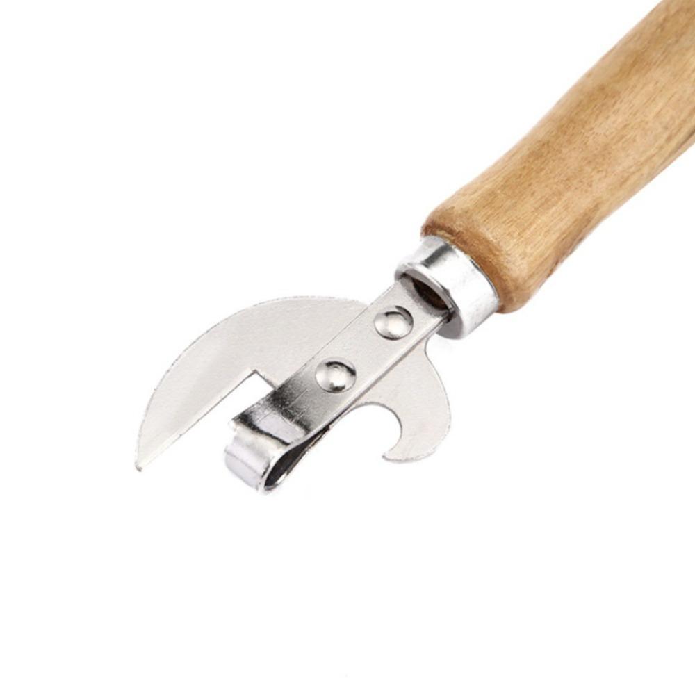 2 In 1 Wooden Handle Can Opener Manual Lid Remover Kitchen Gadgets Bottle Opener  Wine Bottle