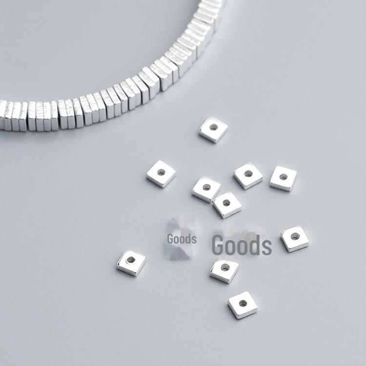 S925 Sterling Silver Small Spacer Beads for DIY Handmade Jewelry – Square Loose Beads for Bracelets & Necklaces