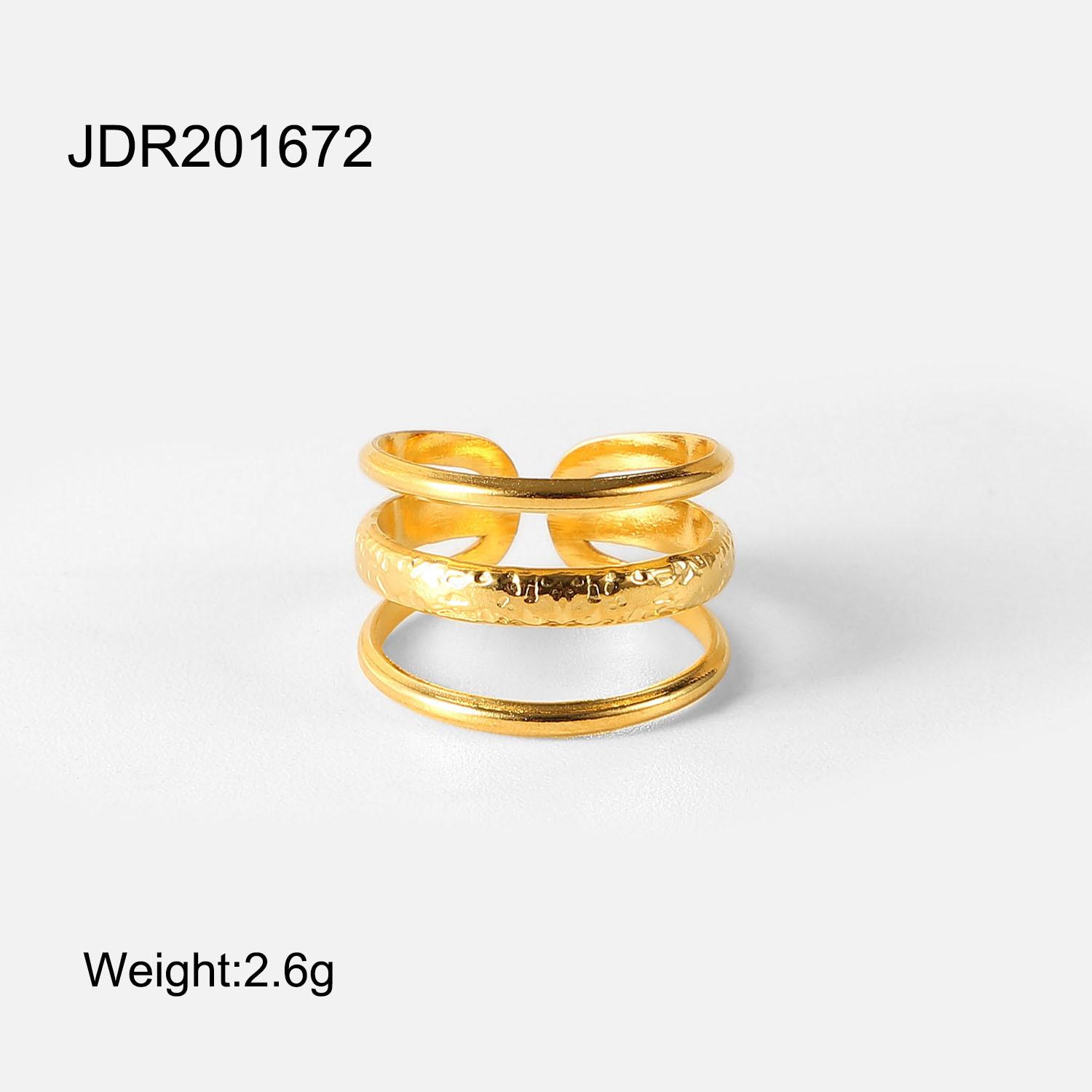 European and American INS style 18K gold-plated stainless steel C-shaped earrings, creative three-layer line geometric titanium steel ring