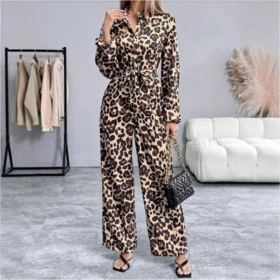 Women's Sexy Fashion Autumn/winter Leopard Print Long Sleeve Jumpsuit