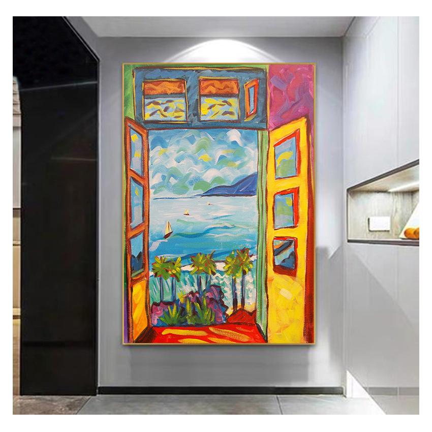 Malarstwo Widok za oknem Wall Art Canvas Plakaty i druki Obraz na płótnie Dekoracyjny słynny malarz Matisse Krajobraz