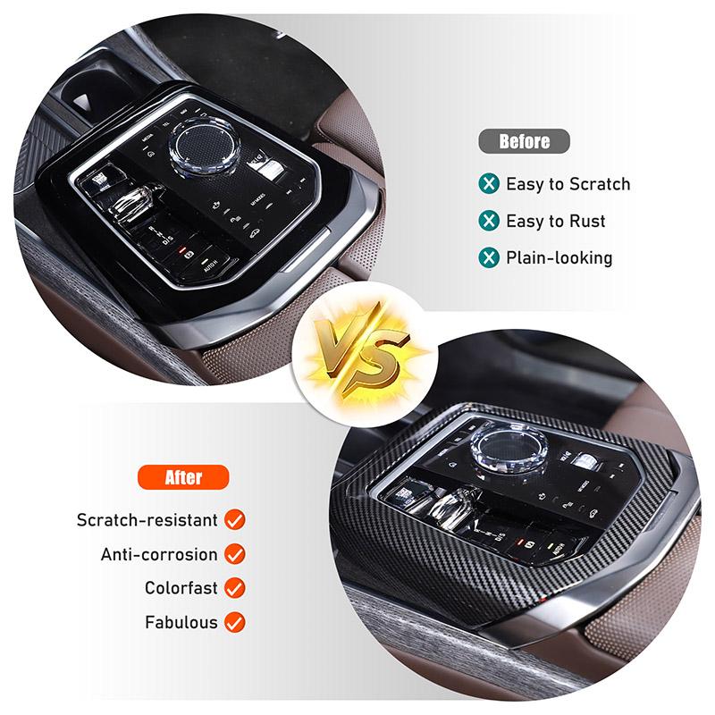 ABS Carbon Fiber For BMW 7 I7 Series G70 2025-2025 Car Shift Panel Rear Air Vent Frame Glass Lifting Frame Trim Car Accessories
