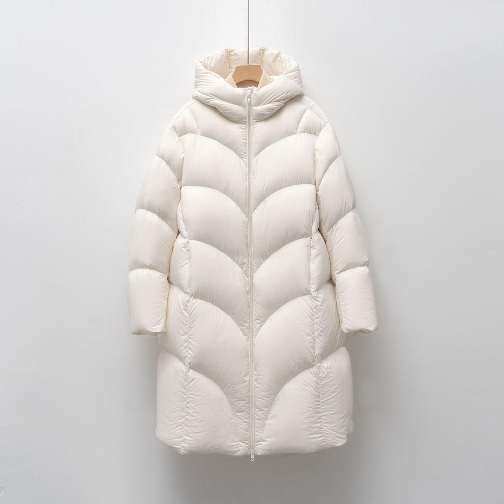 Down Soft Puff Down Women's Medium and Long New Hooded Simple Bread Jacket Thickened