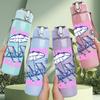 1PC Summer Holiday Pastel Letter Print 750ml Color Plastic Sports Water Bottle Leakproof Flip Straw Lid Suitable for Sports Office Home Use