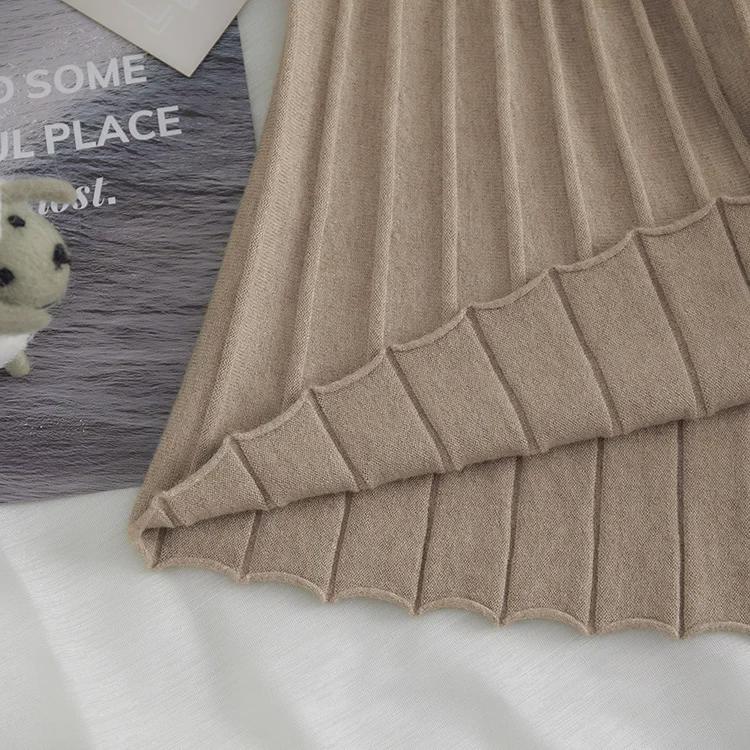 Autumn 2022 A-Line Knitted Midi Skirt: Lu Gong Style Flared Slimming Skirt with Pleats