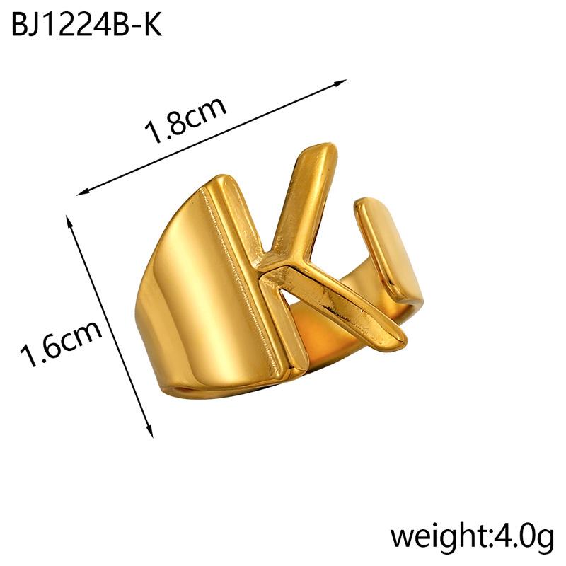 CARLIDANA Designer Initial Letters Alphabet Waterproof Gold Plated Non Tarnish Stainless Steel Fashion Jewelry Rings for Women