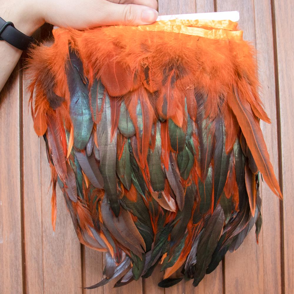 1Meter Colored Rooster Feathers Trims 15-20cm Natural Chicken Feathers Carnival Cosplay Clothing Dress Sewing Plume Decoration