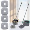 4-Piece Square Microfiber Mop Head Replacement Pad Squeeze Automatic Separation Spin Cleaning Floor Mop Pads for Cleaning Mops