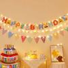 Set de Banderines de Feliz Cumpleaños Luces de Cadena Bandera Colgante Decoraciones para Fiesta Temática de Cumpleaños Niños Niñas Decoración para Baby Shower Accesorios para Fotos