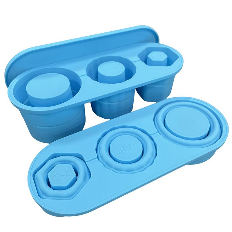 Válcová miska na kostky ledu pro sklenice na šálky Skládací opakovaně použitelné silikonové formy na led Jednodílná 3-mřížka na pití džusu a kávy