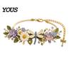 Handmade Accessory DIY Kit Crochet Bracelet Kit, Flower Craft Set with Beads, Yarn And Beads Floral Making for Beginners, Gift Beginners