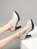 Knöchelriemen Dicke Absätze Pumps für Damen 2024 PU-Leder Büro Tacones Mujer Damenschuhe Elegant Plateau Mary Janes Schuhe Casual