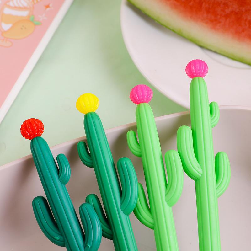 10pcs 0.5mm Soft Glue-shaped Ball Cactus Neutral Pen Plant Shape Creative Sign Pen Stationery Office Supplies