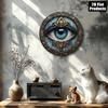Vintage Metal Tin Sign Evil Eye Wall Decor 8x8 Inch Bohemian Protection Plaque