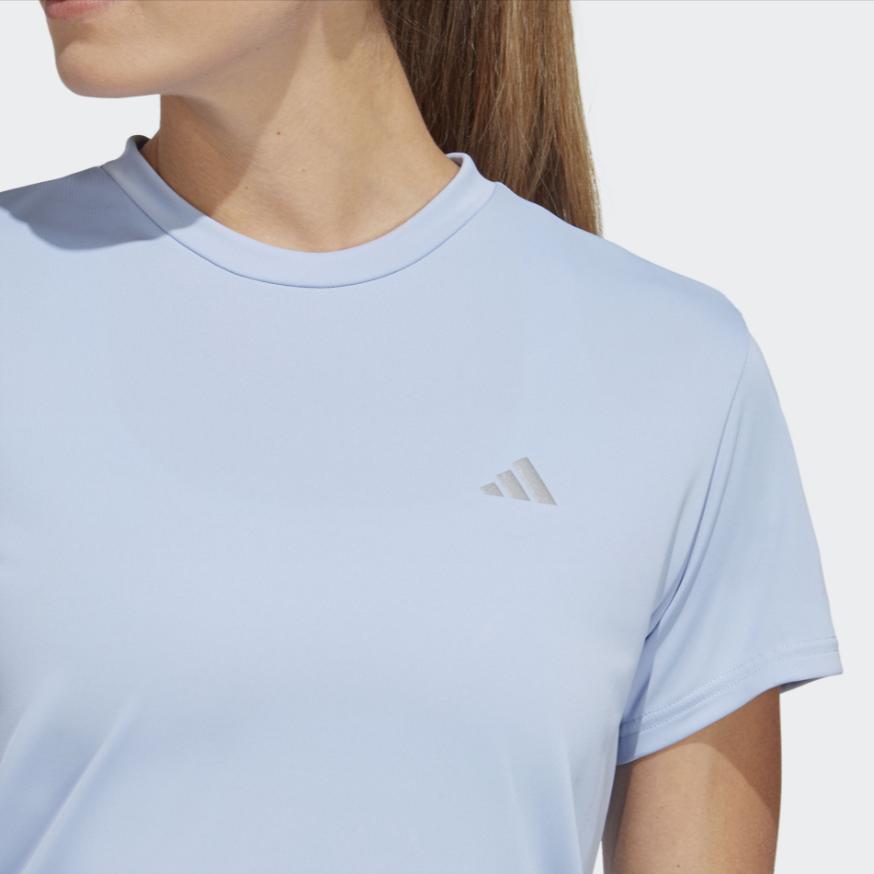 Adidas Run It Solid Logo Crew Neck Short Sleeve T-Shirt Women Tops Light-Blue HZ0108