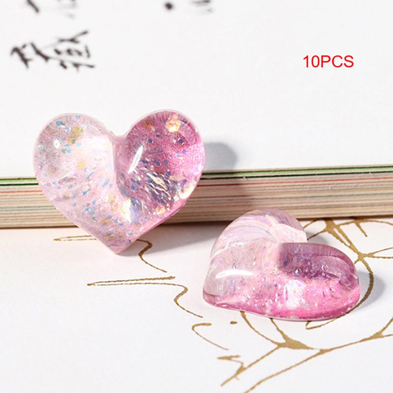 10Pcs Cartoon Gradient Love Cute Resin Series Jewelry Making Diy Home Life Decoration