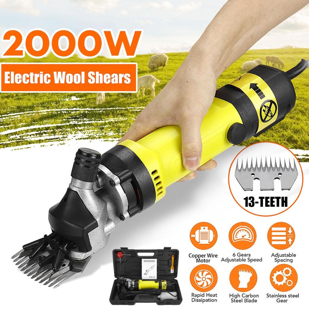 

2000 Вт 6 скоростей Электрическая машинка для стрижки овец коз Шерстяные ножницы Машина для стрижки с кейсом Триммерный инструмент