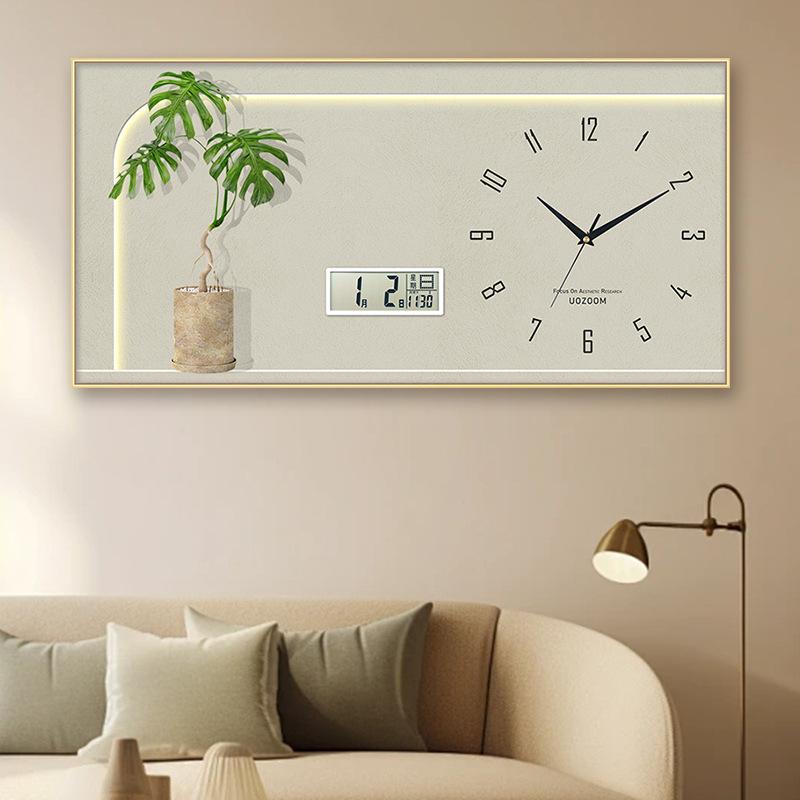 

Скандинавский кремовый стиль, украшение ресторана, часы, слон, вечный календарь, часы, свежее зеленое растение, фон для гостиной, настенные часы 20 * 40Cm