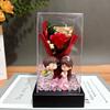 LED Preserved Lampshade with Transparent Cover Square LED Luminous Preserved Flower Cover Soap Bouquet