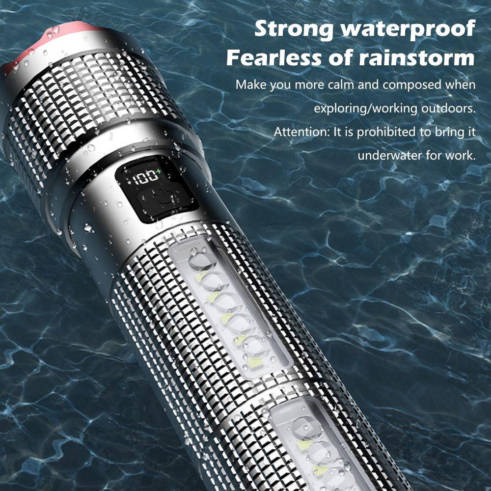 Handheld Type-C Rechargeable LED Flashlight Side Light Aluminum Alloy Work Camp Light Waterproof Handheld Torch Emergency