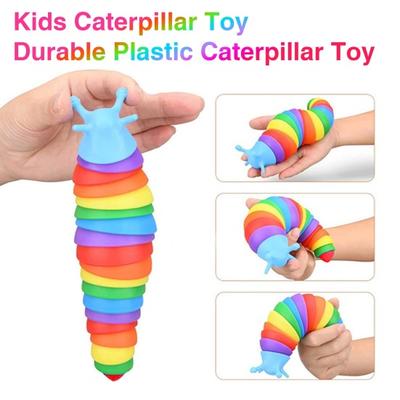 Colorful Caterpillar Fidget Toy Funny Bendable Cute Portable Stress Relief Decompression Kids Adults Slug Sensory Toy Birthday Gift