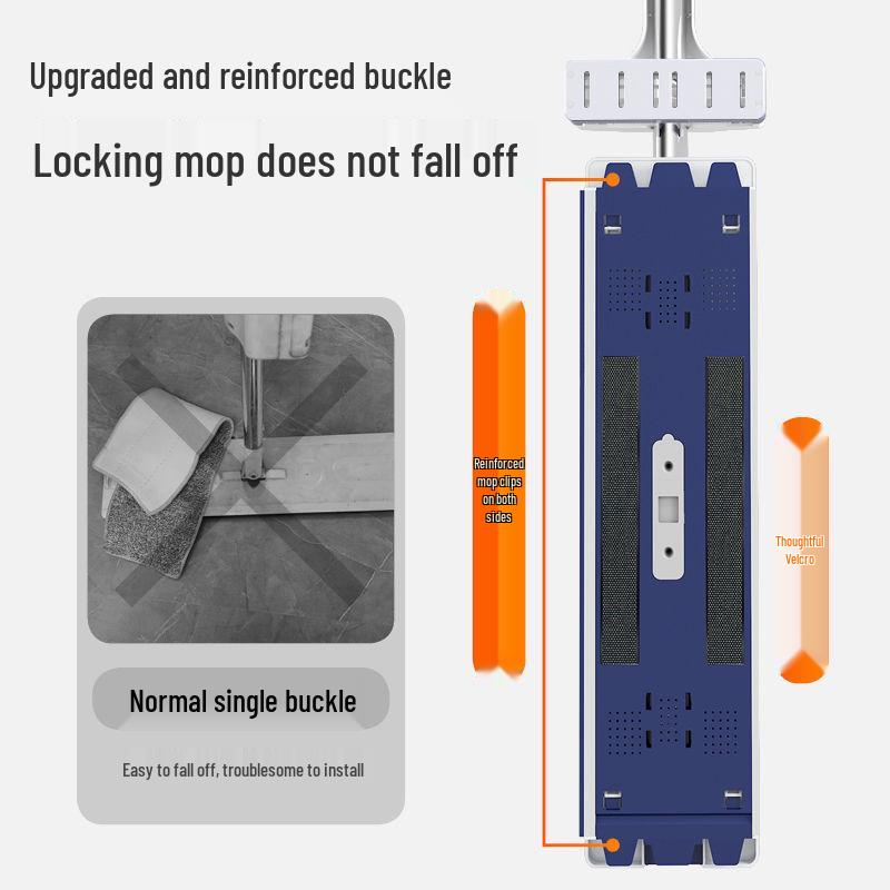 Mop plat mâini libere cu găleată pliabilă, dublă utilizare pentru curățare uscată și umedă, ideal pentru casă și mașină.