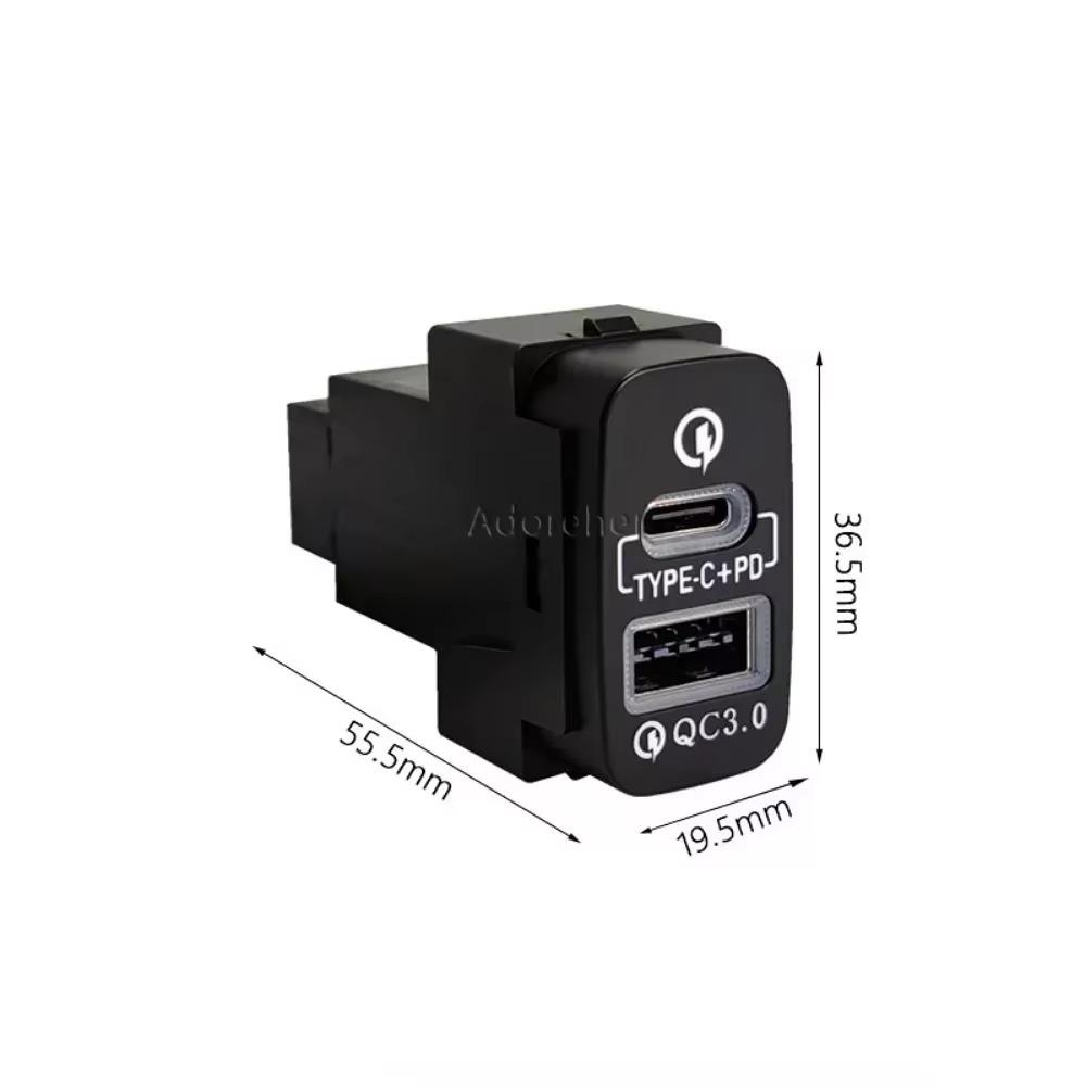 Car QC3.0 PD Fast Charger USB Type-C Interface Socket for Mitsubishi Outlander Pajero Sport Lancer EX ASX V73 V93 V97