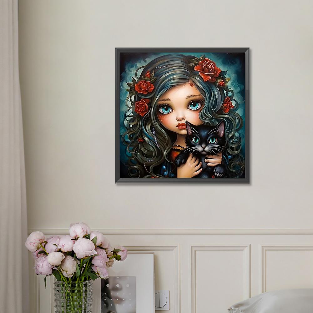 5D DIY Full Round Drill Diamond Painting Girl Kit Home Decor Art Craft 30x30cm