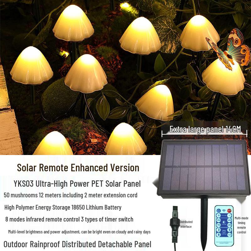Waterproof Solar Mushroom String Lights for Outdoor Courtyard & Garden Decoration