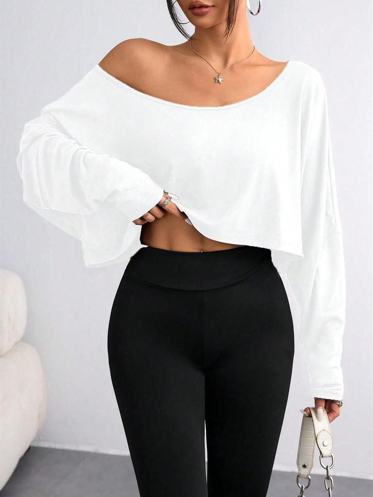 2025 Vår/Höst Off-Shoulder Lös Passform Mode Crop Top