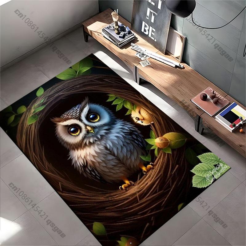 Owl nesting woodland creatures carpet Yoga living room room decor children's crawling mat doormat area rug games mat