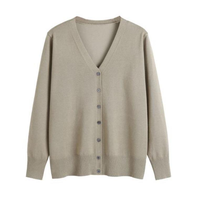Autumn Casual Womens Cardigan Soft V Neck Long Sleeve Single Button Solid Color Sweater Coat