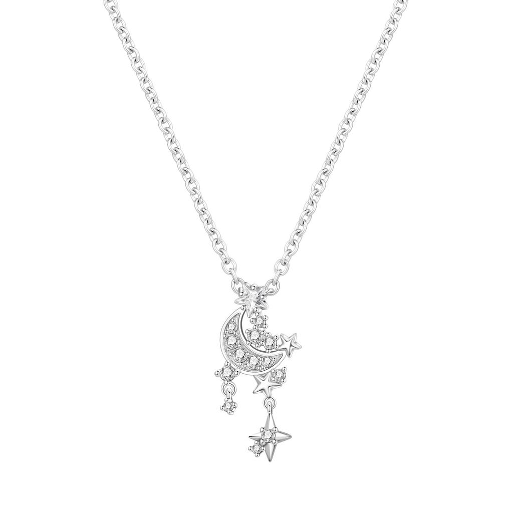 Orstarry S925 Silver Exquisite Star Moon Y-shaped Chain Pendant Necklace for Women Birthday Gifts Fashion Fine Jewelry