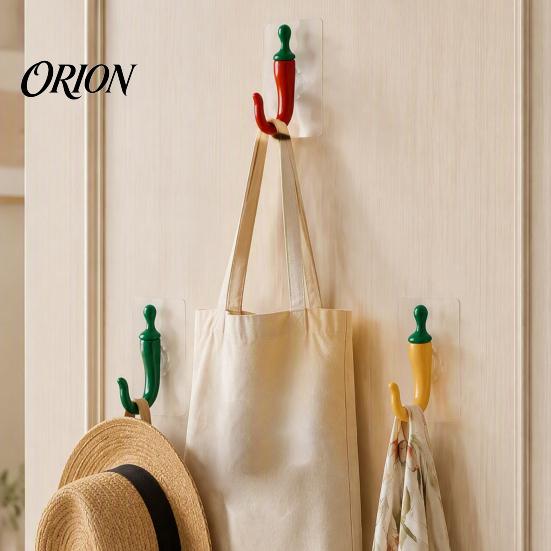 Bathroom Towel Holder 2PCS Chili Adhesive Hooks, Cute Decorative Punch-Free Wall Hangers, Heavy Plastic Hooks for Decor Duty Seamless Storage Kitchen