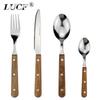 Popular Eco-Friendly Real Wood Handle Stainless Steel Cutlery Elegant Dinnerware Tableware Excellent Performance For Home