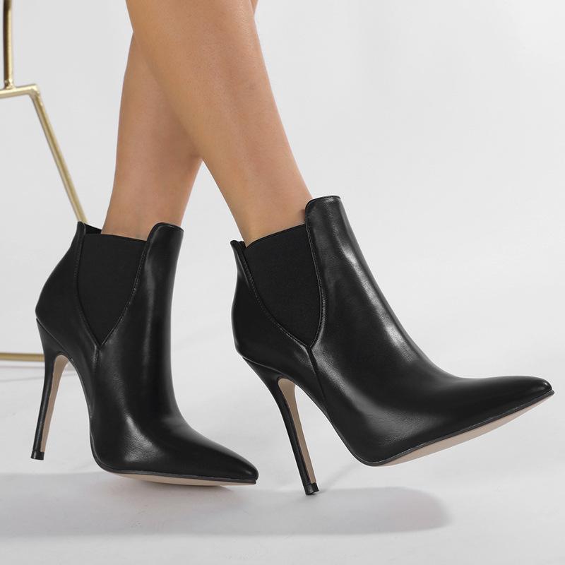 

Короткие сапоги женские осенне-зимние новые остроносые темпераментные модные на резинке большого размера на тонком каблуке тонкие сапоги сапоги на высоком каблуке 35 чёрный