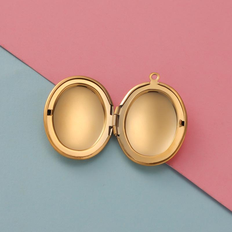 

Ожерелье с подвеской в виде овальной фоторамки из полированной нержавеющей стали 316L, 24x33,5 мм