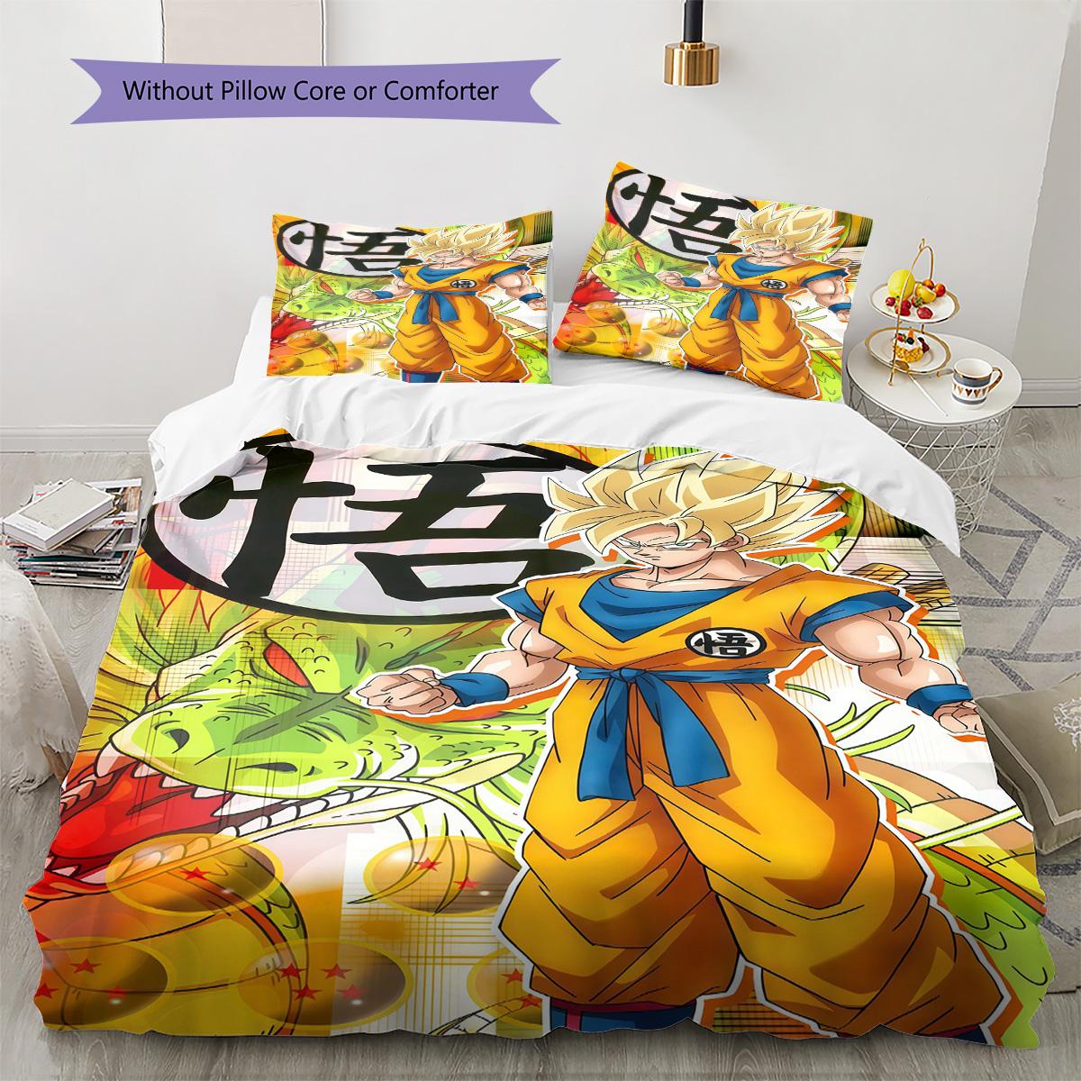 

Dragon Ball Colorful Bedding Set Soft Breathable Duvet Cover Pillowcases Skin-Friendly for Home Bedroom 135x200cm