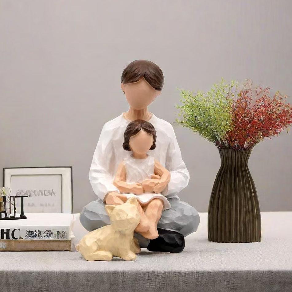 Cross-border Resin Figurine: Girl Hugging Horse Angel Statue - Home Decor Desktop Small Handicraft.