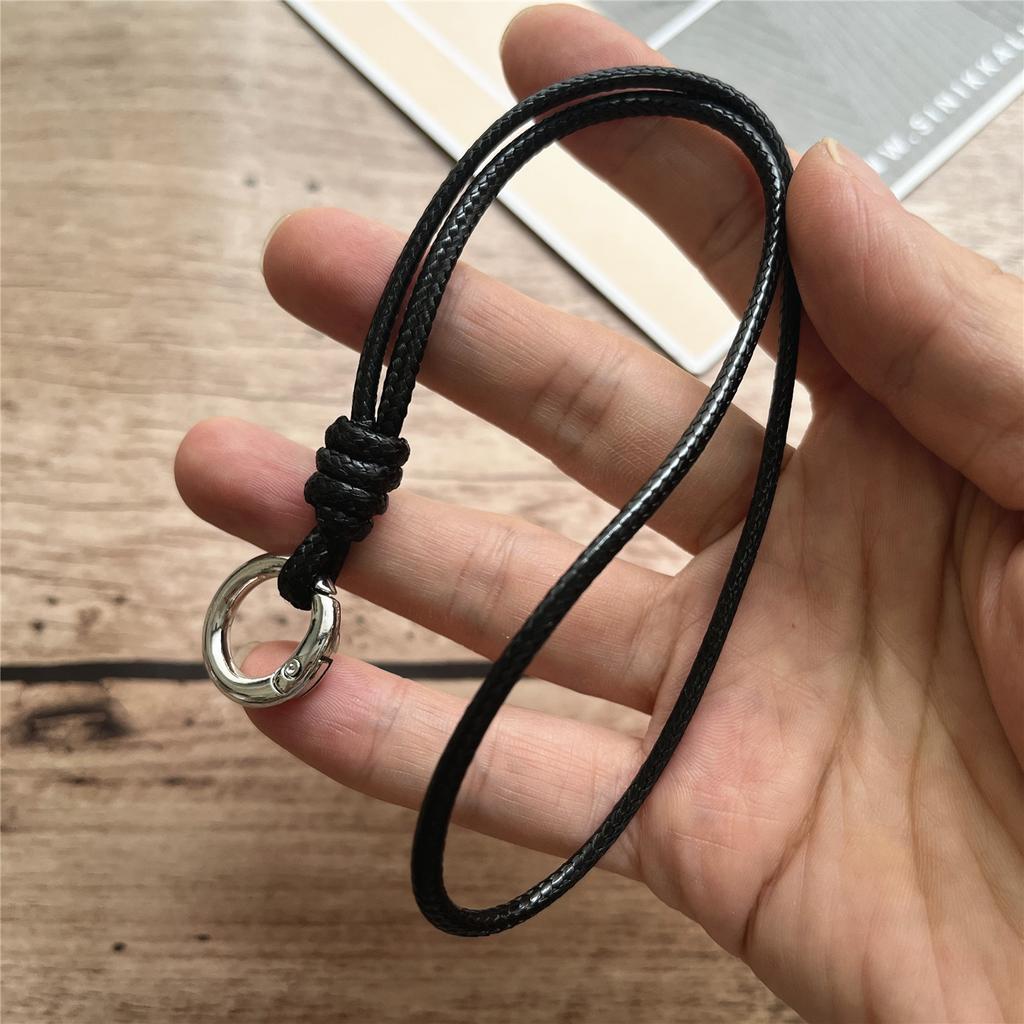 Keychain Lanyard Wax Rope Metal Keyring Cellular Strap Simple Keychain for Phone Mobile Accessories Anti-lost Keycord Accessory