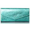 FRANCK ROSSINI Women's Leather Long Wallet with Flap, 40 Card Slots, Large Coin Pocket, Gift Boxed, Green, Made by Enterprise, Italy