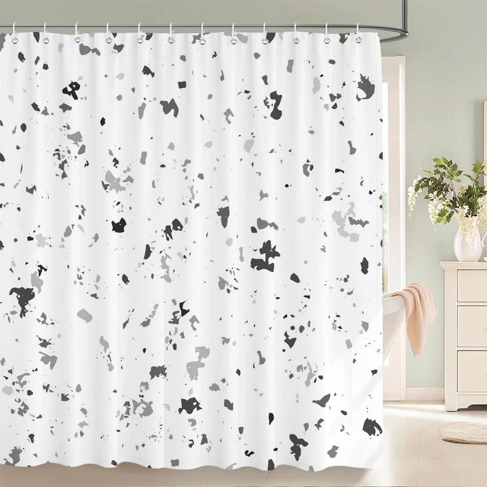 Modern Simple Mosaic Shower Curtain Waterproof Bath Curtains with 12 Hooks for Bathroom Home Decoration Polyester Fabric Screen