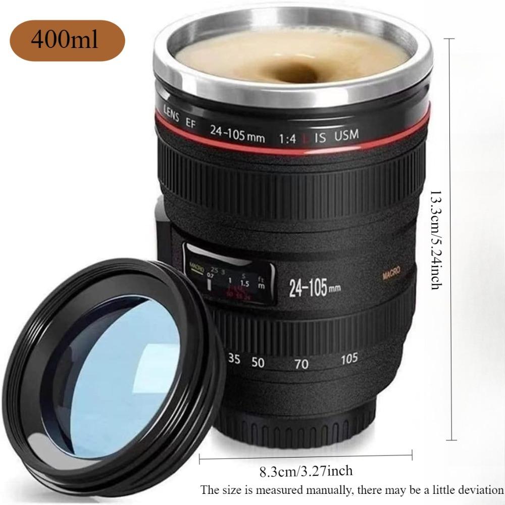 

Camera Lens Coffee Mug 450ml Metal Thermos Cup for Photographers Reusable Household Items Great Gift for School Rewards 401-500ml