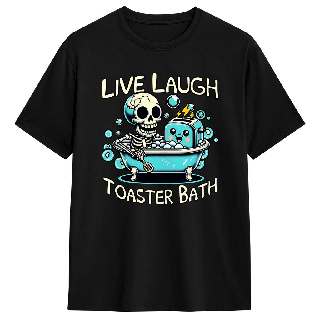 Lässiges T-Shirt Sommer Live Laugh Toaster Bad Hippie T-Shirts Baumwoll-T-Shirt für Mann Y2K Basic Muster Kurzarm-T-Shirts