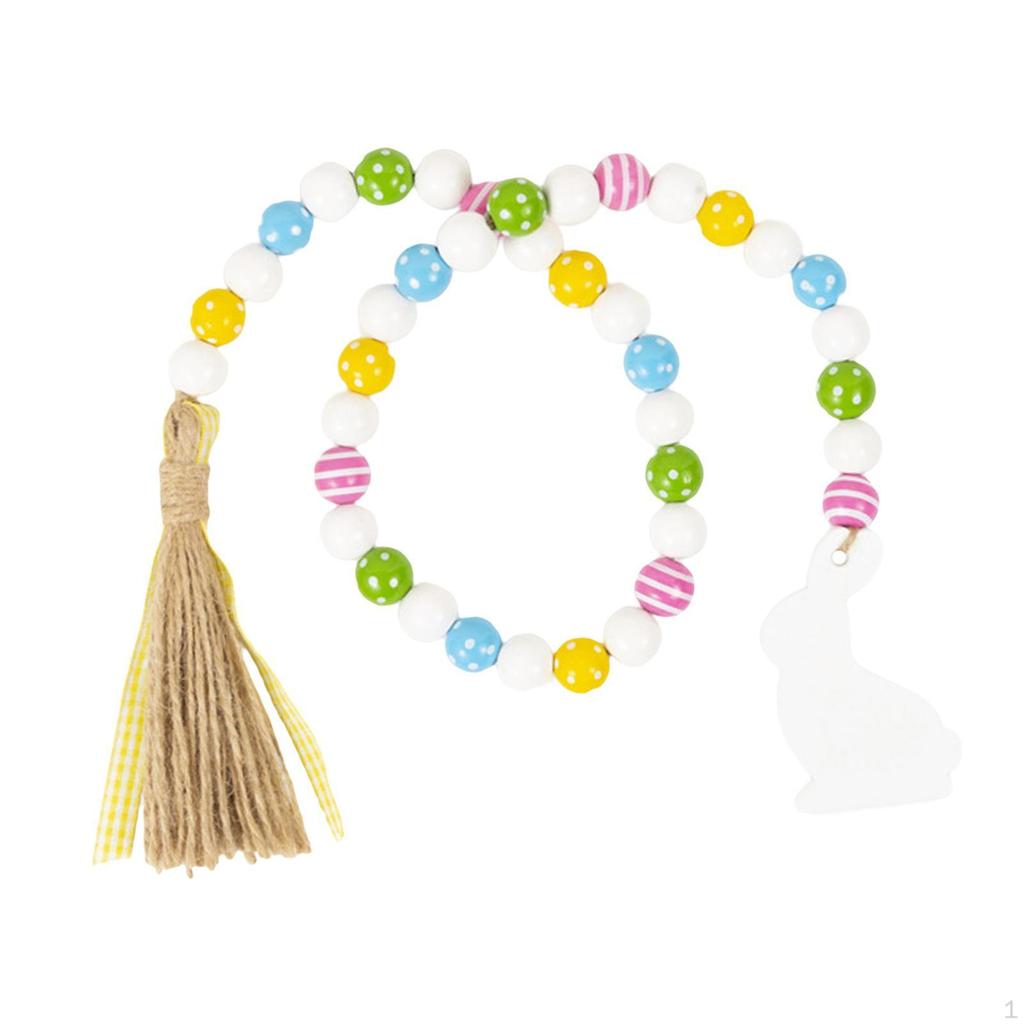 Easter Bead Garland with Wood Elements for Spring Celebrations And Home Decor