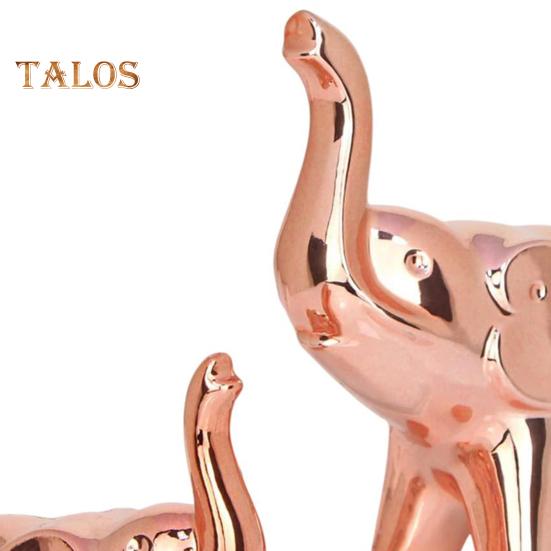 1 Paar Elefantenstatue Heimdeko Keramik Elefantenfiguren Schreibtisch Elefantenskulptur für Büro Bücherregal Wohnzimmer