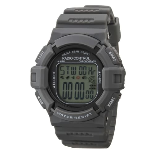 CREPHA Men's Digital Watch, Radio-Controlled, with Urethane Strap, Gray, TE-D189-GR