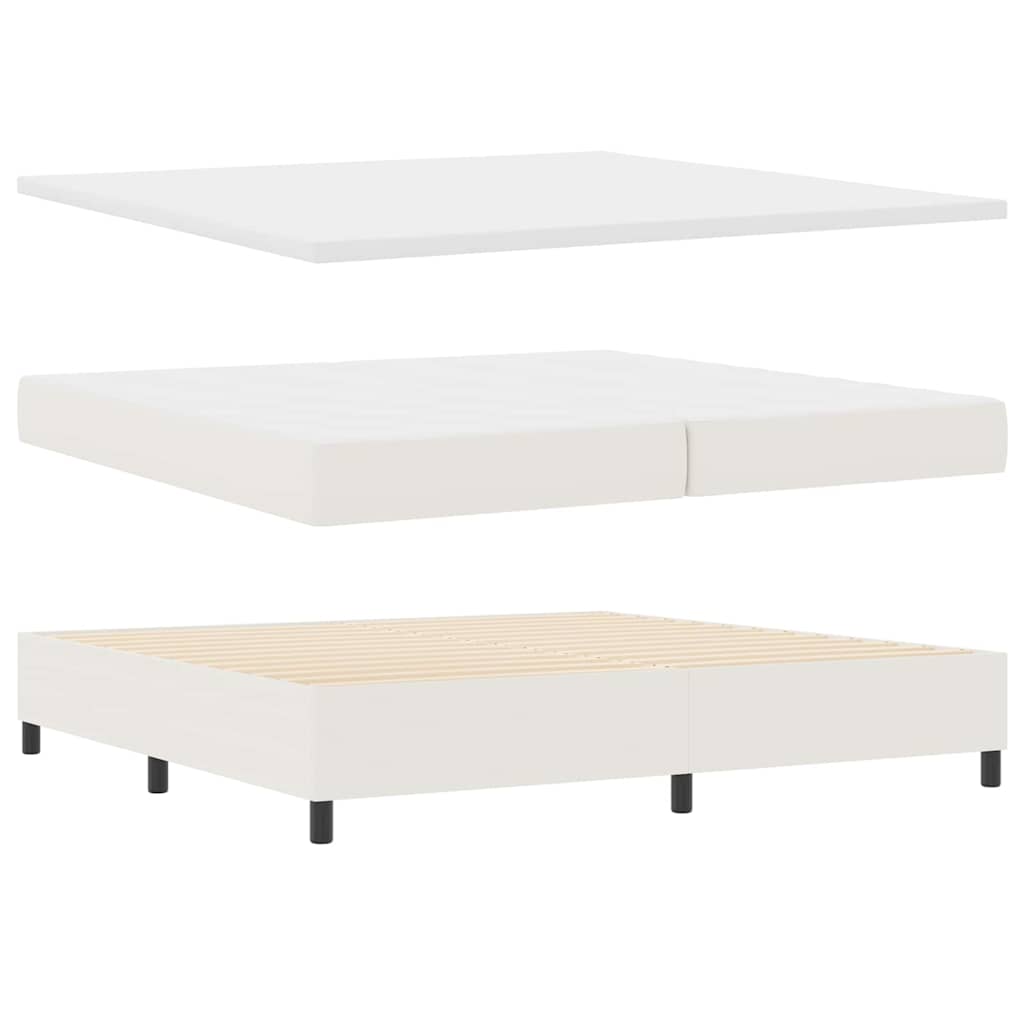 LED Box Spring Bed in Cream and White 200 x 200 cm Cord Fabric