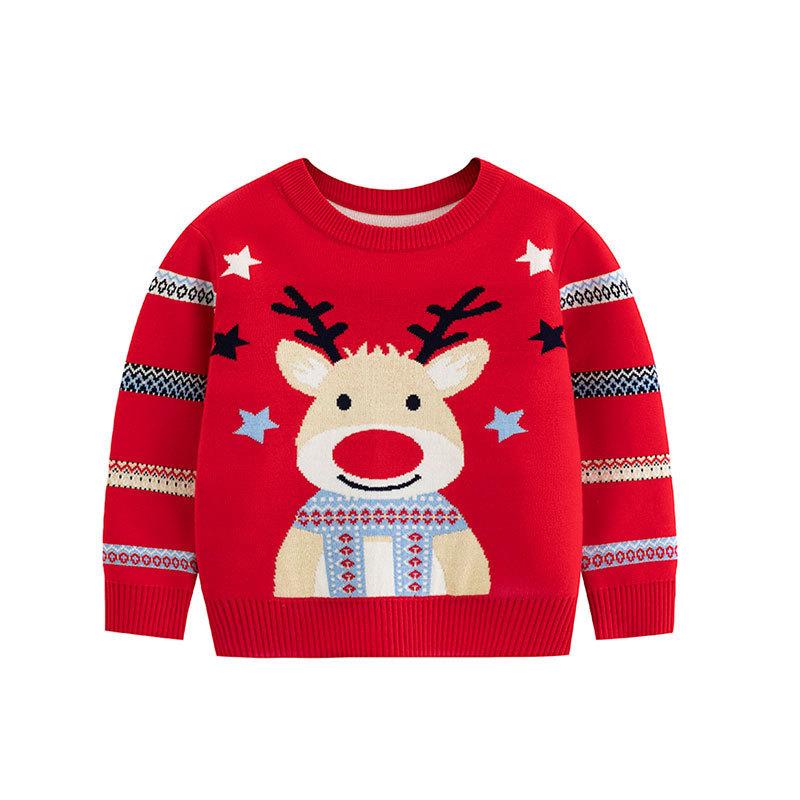 Bebek Noel Yuvarlak Yaka Örme Kazak Erkek ve Kız Çocuklar için